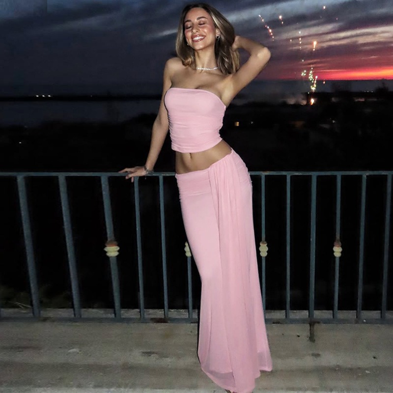Shift Dress Sleeveless - Tuularose Pink Long Dress 2-Piece Set