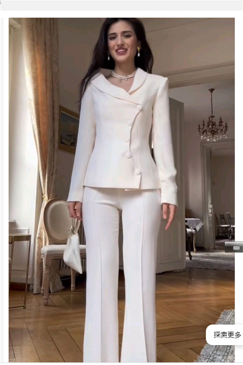Women'S Formal Wear Pants Suit - White Women Suits Set 2 Piece
