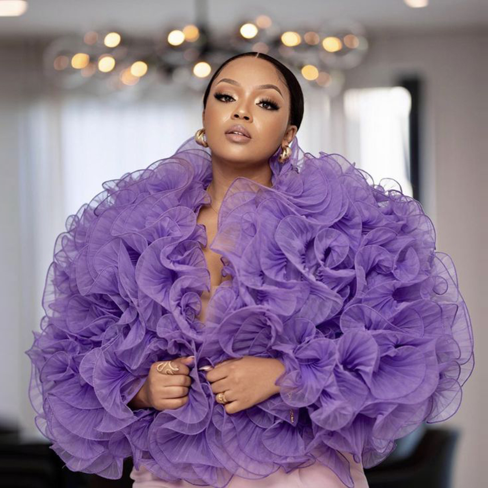Women Formal Office Wear Tops - Purple Ruffles Tulle Top Women Puffy