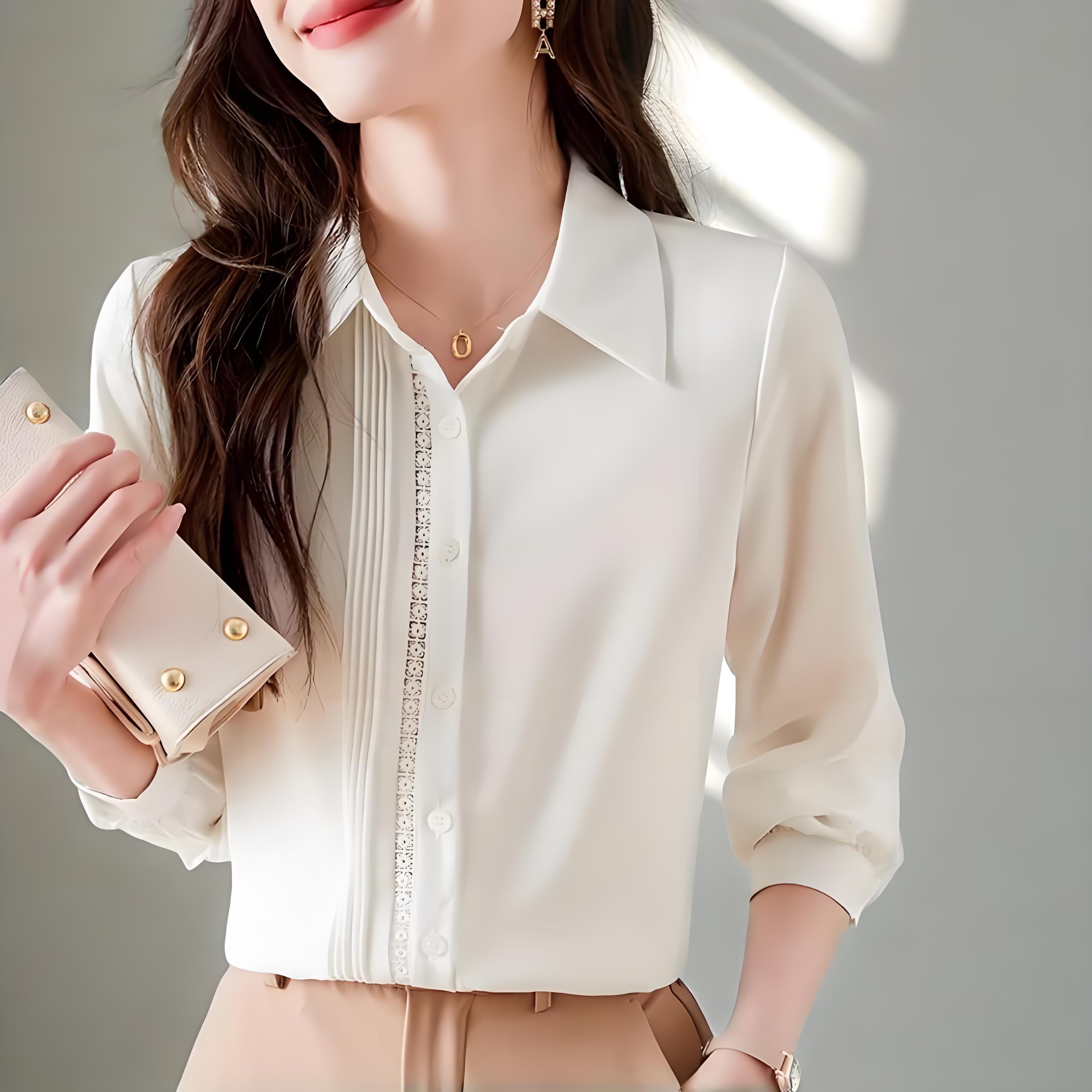 Formal Wear For Women Xl - White Shirt for Women Elegant Office