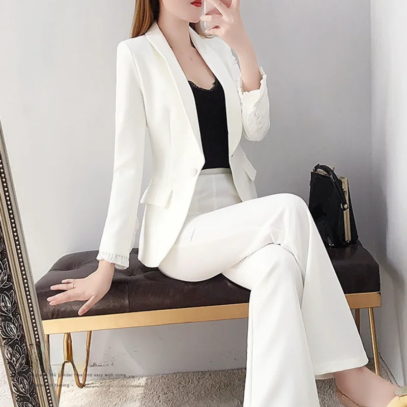 Blazer and White Trouser Suit  - Women Formal Wear Korean incelemesi ve fiyatı