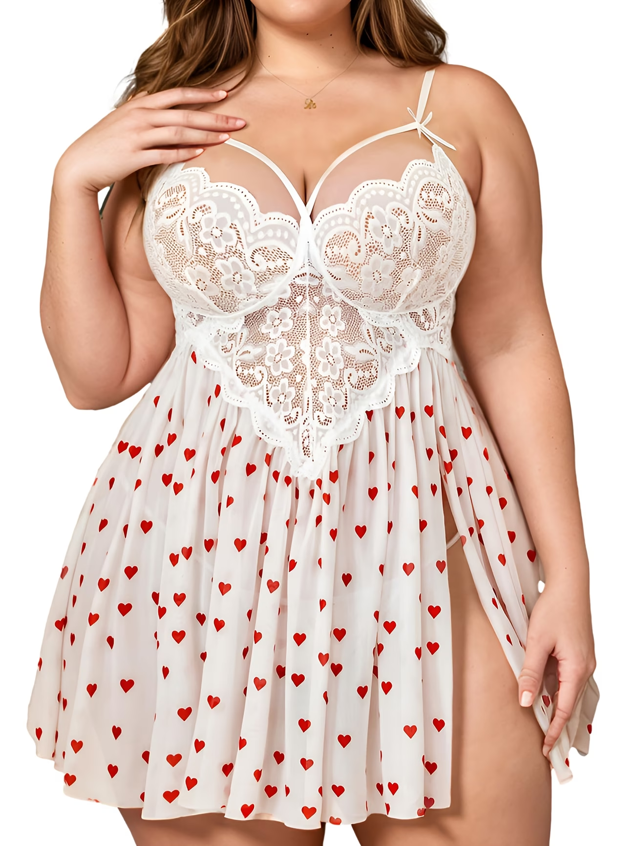 Plus Size Lace Babydoll Linger - Shift Dress Sleeveless incelemesi ve fiyatı
