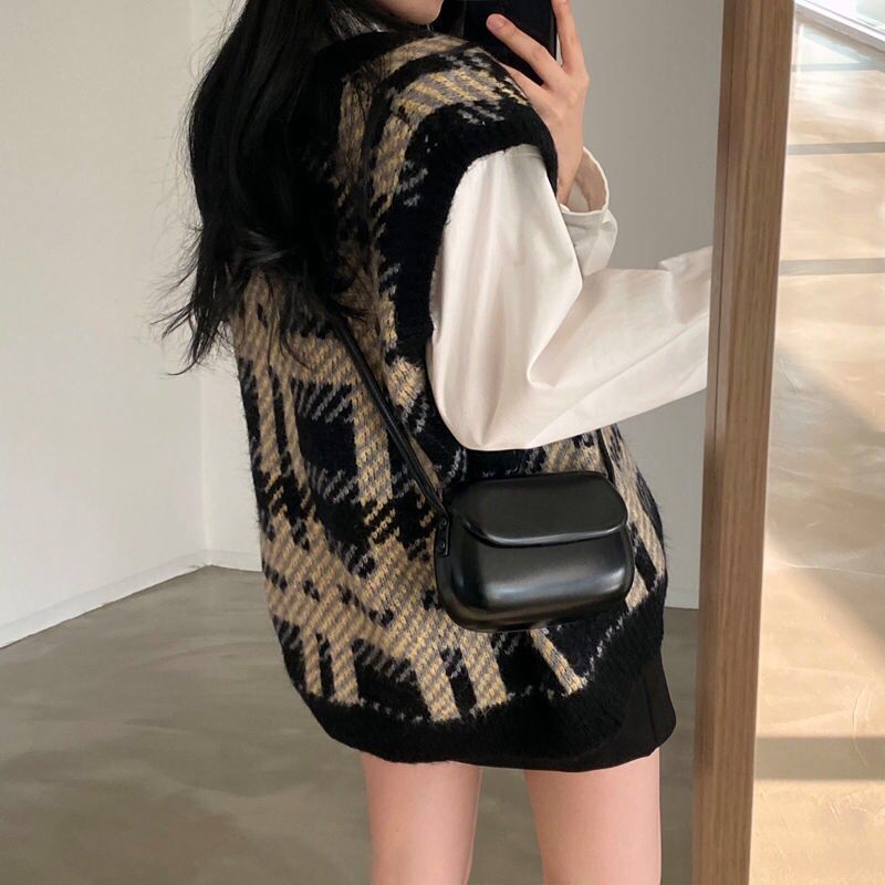 Plaid Lady Sweaters Tops 2025  - Women Formal Wear Korean incelemesi ve fiyatı