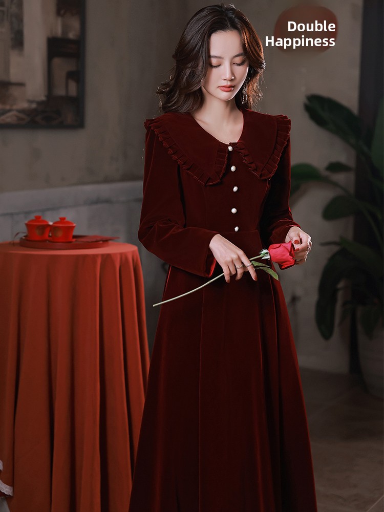 Red Wedding Dress for Pregnant - Women Formal Wear Korean incelemesi ve fiyatı