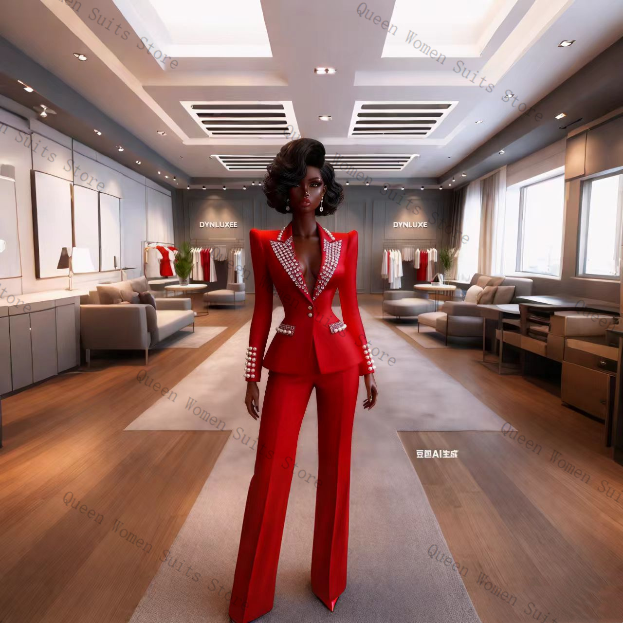 Pearls Red Women Suit Pants Se - Women'S Formal Wear Pants Suit incelemesi ve fiyatı