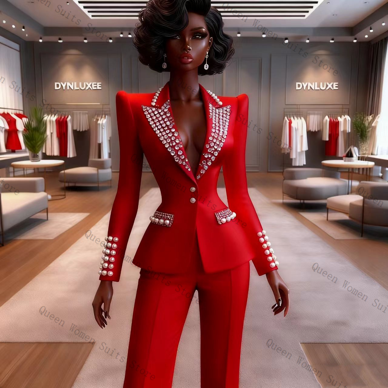 Pearls Red Women Suit Pants Se - Women'S Formal Wear Pants Suit incelemesi ve fiyatı