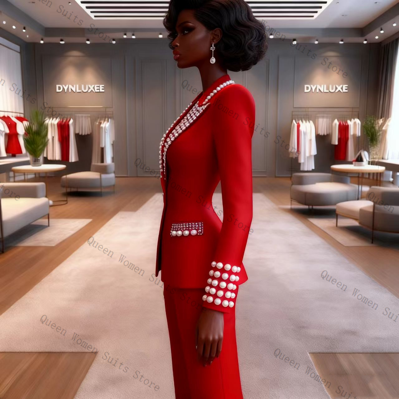 Pearls Red Women Suit Pants Se - Women'S Formal Wear Pants Suit incelemesi ve fiyatı