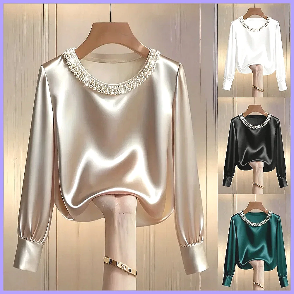 Elegant Beaded Satin Blouse fo - Silk Blouse Button incelemesi ve fiyatı
