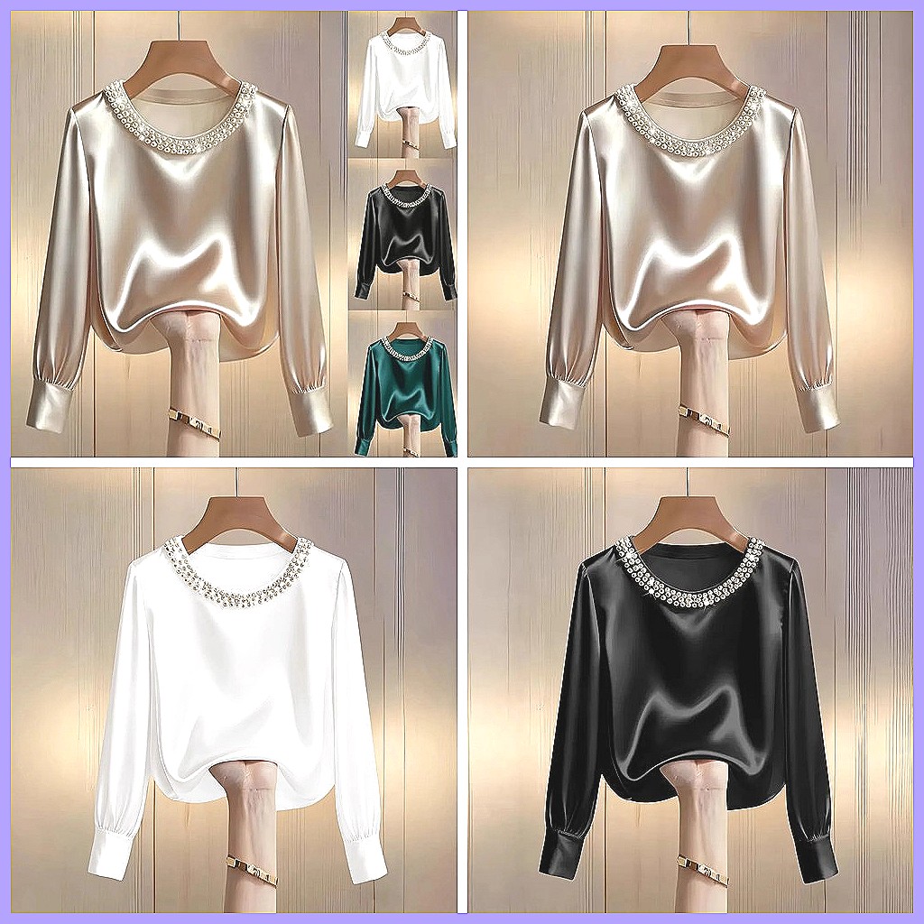 Elegant Beaded Satin Blouse fo - Silk Blouse Button incelemesi ve fiyatı