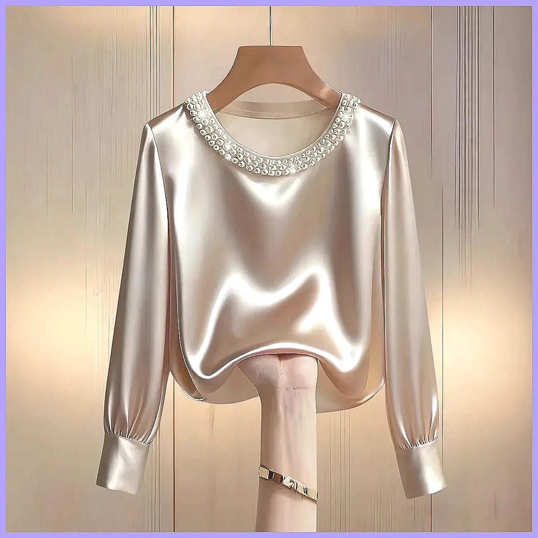 Elegant Beaded Satin Blouse fo - Silk Blouse Button incelemesi ve fiyatı