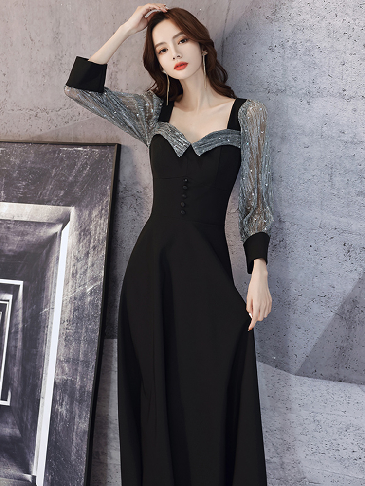 Ele Bla Long Sve Midi Dr for W - Women Formal Wear Korean incelemesi ve fiyatı