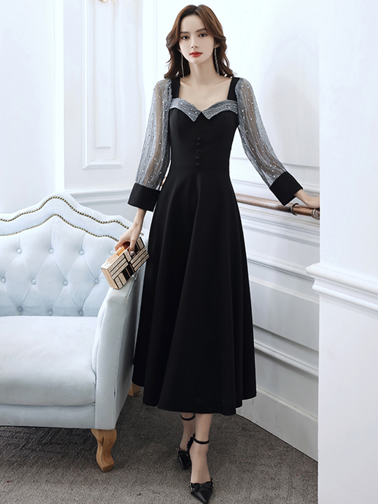 Ele Bla Long Sve Midi Dr for W - Women Formal Wear Korean incelemesi ve fiyatı