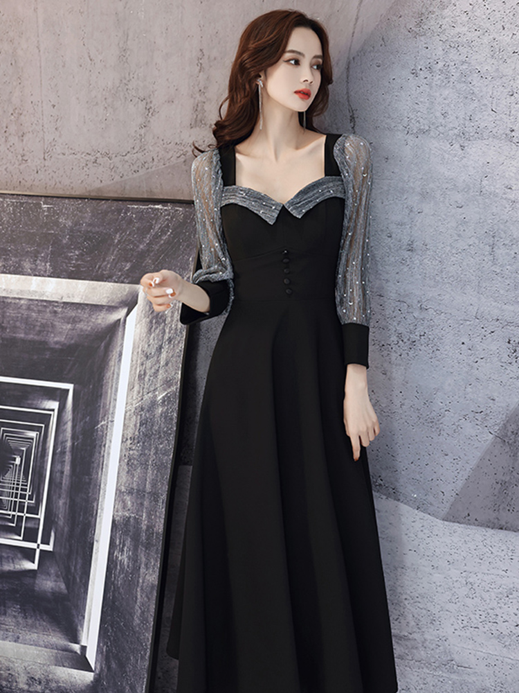 Ele Bla Long Sve Midi Dr for W - Women Formal Wear Korean incelemesi ve fiyatı