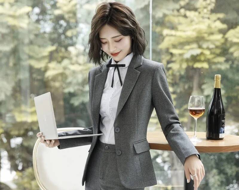 Novelty Gray Formal Blazers an - Women Formal Office Wear Tops incelemesi ve fiyatı
