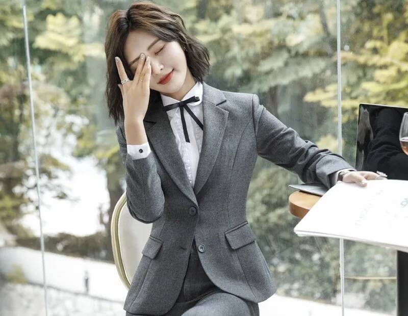 Novelty Gray Formal Blazers an - Women Formal Office Wear Tops incelemesi ve fiyatı