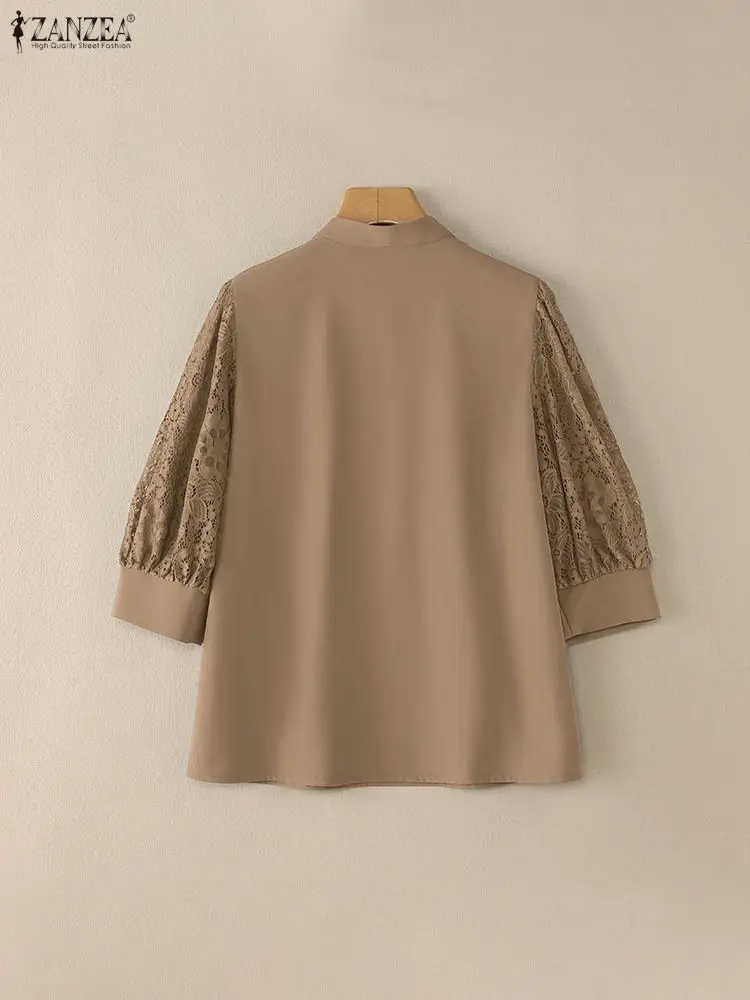 2025 ZANZEA Summer Lace Patchw - Silk Blouse Button incelemesi ve fiyatı