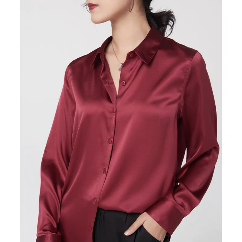 Elegant Satin Long Sleeve Blou - Silk Blouse Button incelemesi ve fiyatı