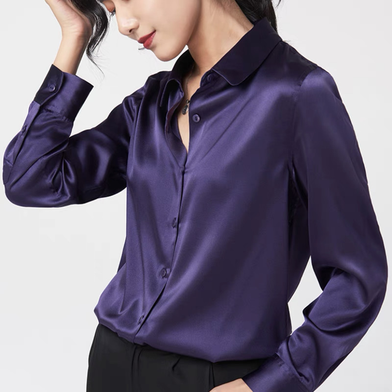 Elegant Satin Long Sleeve Blou - Silk Blouse Button incelemesi ve fiyatı
