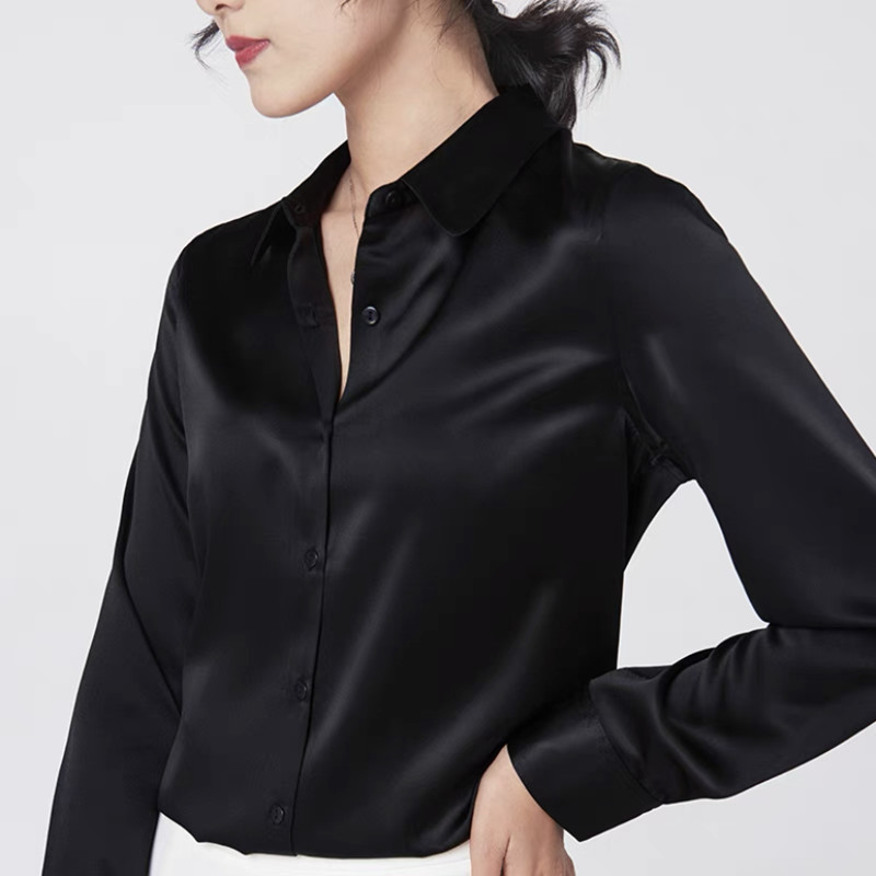Elegant Satin Long Sleeve Blou - Silk Blouse Button incelemesi ve fiyatı