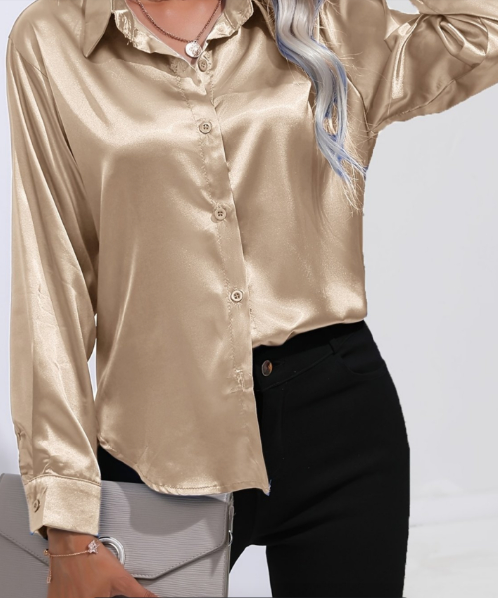 Plus Size Casual Women Silk Sh - Silk Blouse Button incelemesi ve fiyatı