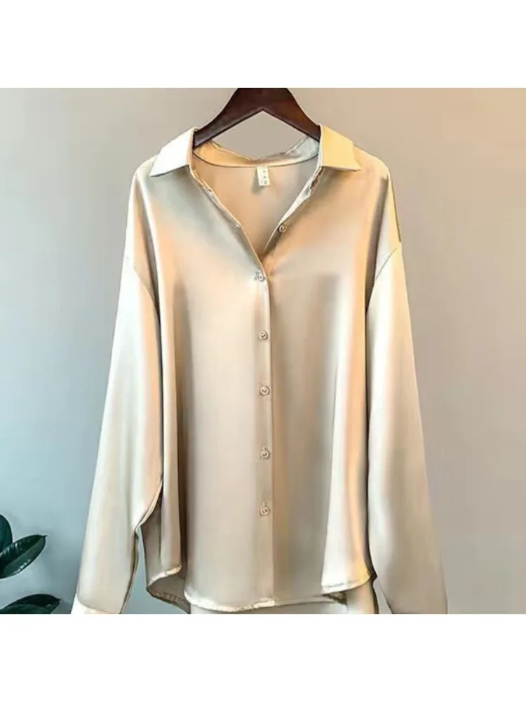 Plus Size Casual Women Silk Sh - Silk Blouse Button incelemesi ve fiyatı