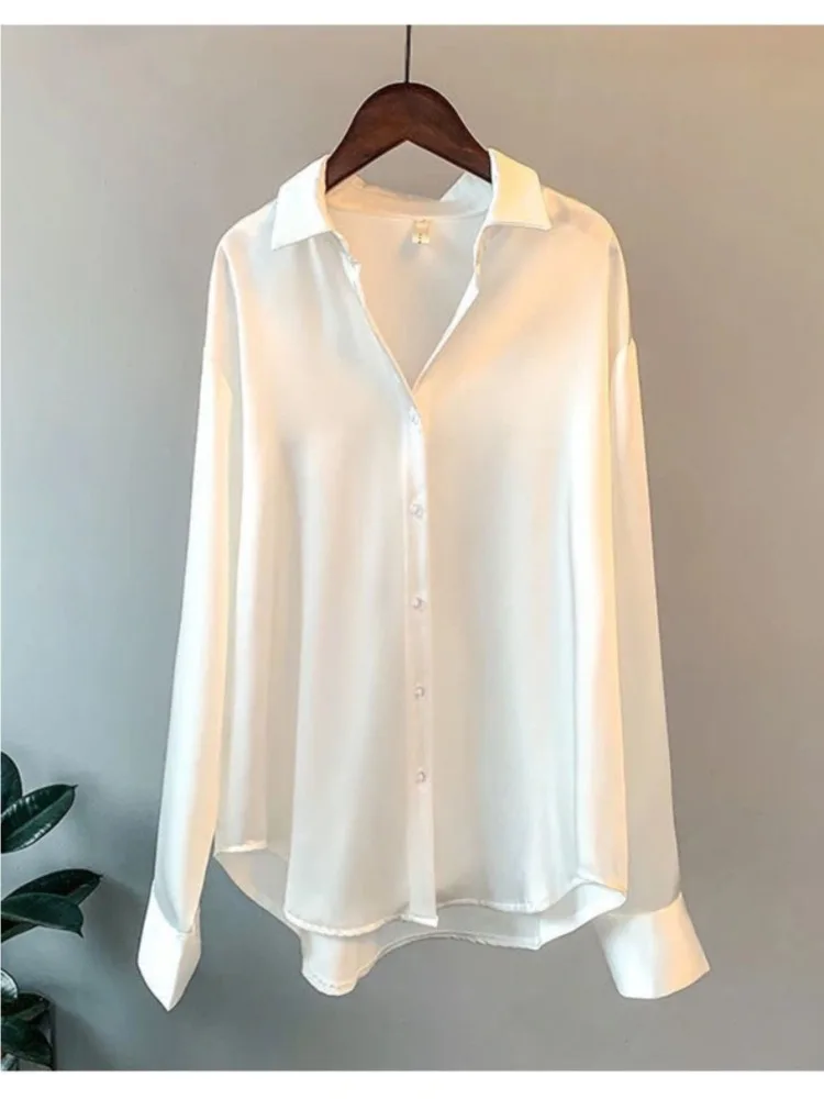 Plus Size Casual Women Silk Sh - Silk Blouse Button incelemesi ve fiyatı