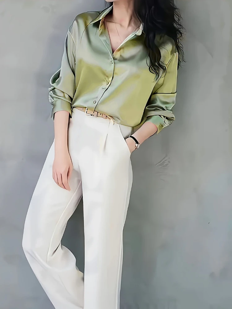 Plus Size Loose Casual Women S - Silk Blouse Button incelemesi ve fiyatı