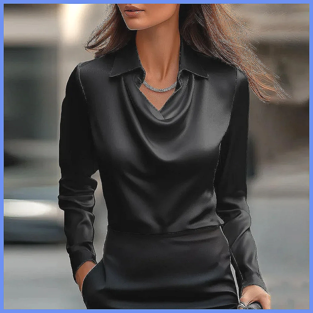 Vintage Satin Blouse Women Lon - Silk Blouse Button incelemesi ve fiyatı