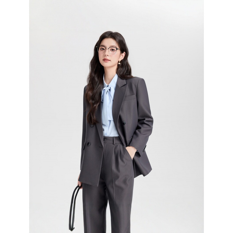 Navy blue double-breasted wome - Women Formal Wear Korean incelemesi ve fiyatı