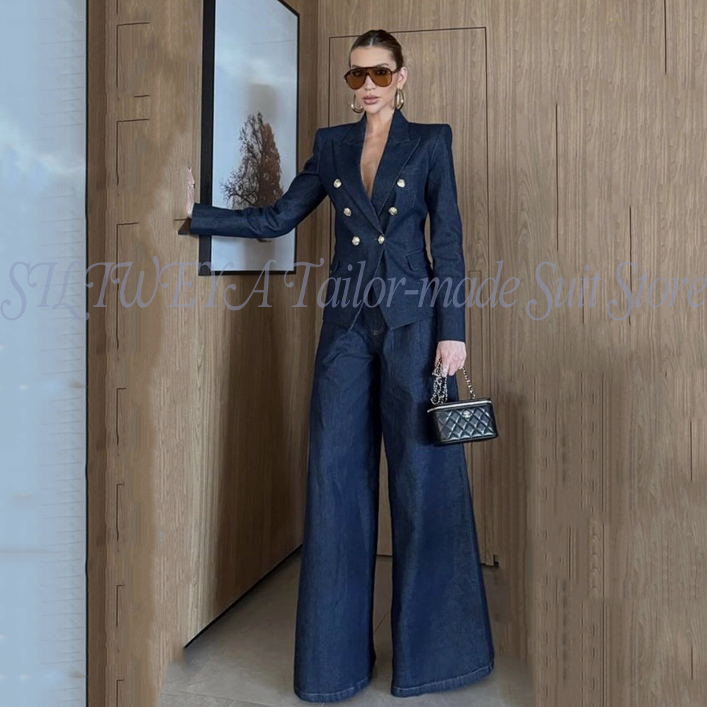 Women Pant Suits Blue Denim 2  - Women'S Formal Wear Pants Suit incelemesi ve fiyatı