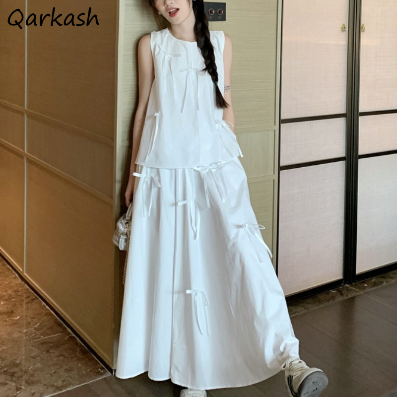 White Dress Sets for Women Bow - Shift Dress Sleeveless incelemesi ve fiyatı