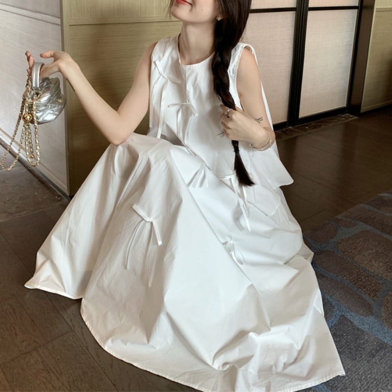 White Dress Sets for Women Bow - Shift Dress Sleeveless incelemesi ve fiyatı