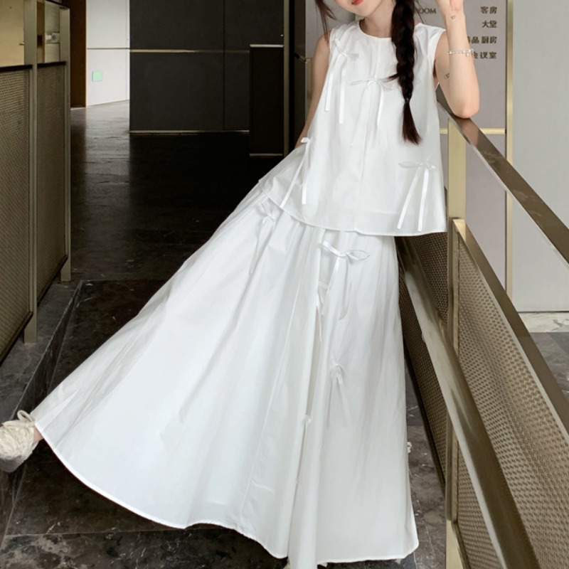 White Dress Sets for Women Bow - Shift Dress Sleeveless incelemesi ve fiyatı